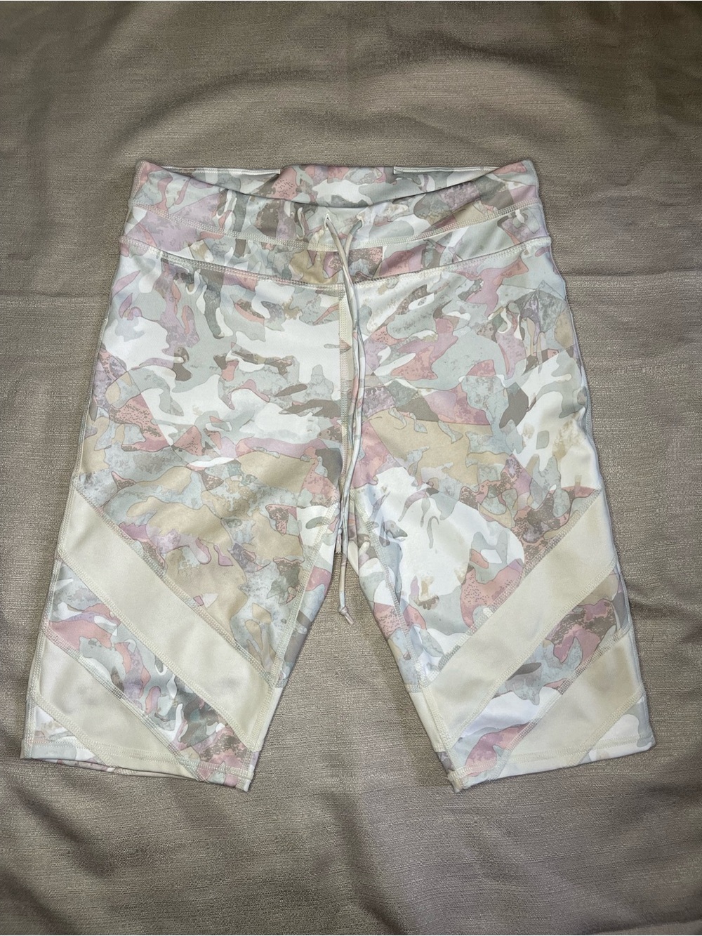 FP Movement by Free People Women's Pastel Camo Bike Shorts in Pink, Cream, Gray
